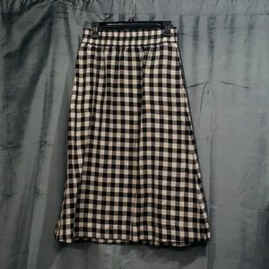 Madewell midi linen checkered skirt